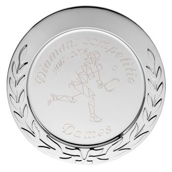Zilveren Kampioensschaal met krans en eigen gegraveerde ontwerp